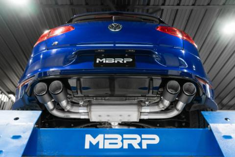 2015-21VW Golf R T304 Stainless Steel 3 inch Cat-Back Active Quad Rear Exit with Carbon Fiber Tips MBRP